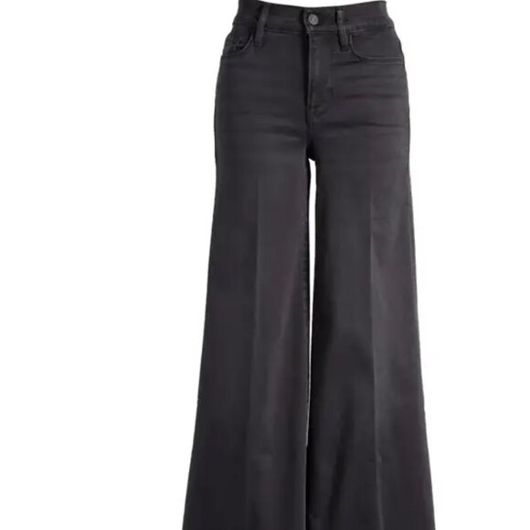 Frame Denim Le Palazzo Crop Black Wide Leg Jeans - Picture 1 of 7
